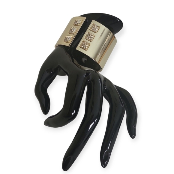 Victoria's Secret "Scandalous" Goldtone & Rhinestone Hinged Cuff Bracelet - Picture 3 of 9